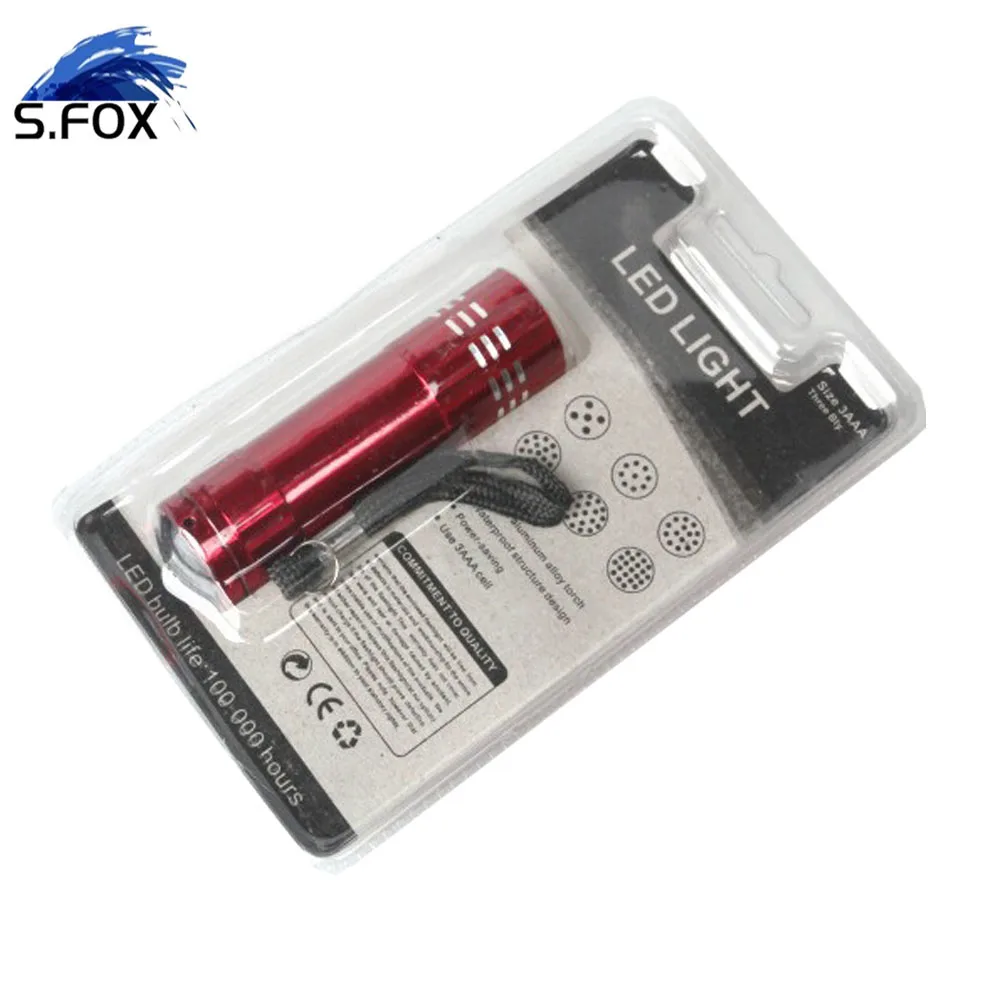 Fluorescent Money Detection Purple UltraViolet Torch Portable Mini Aluminum Ultra Violet 395nm 9 LED UV Flashlight