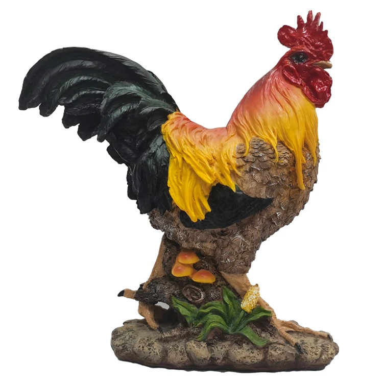 Resin Rooster Sculpture Custom Farm Animal Statue Garden Decoration Life size Chicken Figurine