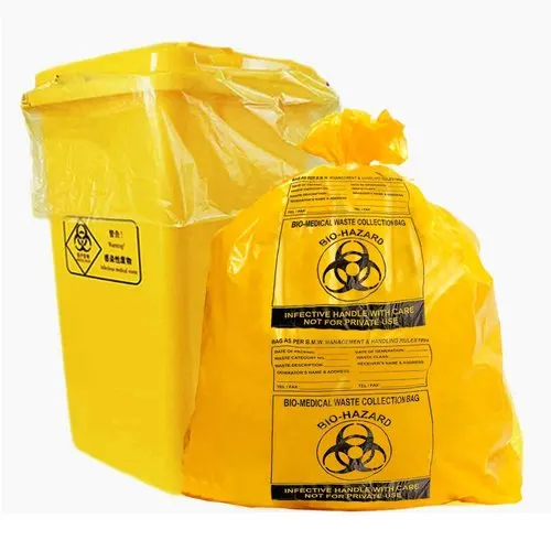 Hospital biohazard medical jumbo large yellow garbage bags 74 120 180 240 liters for hospital waste