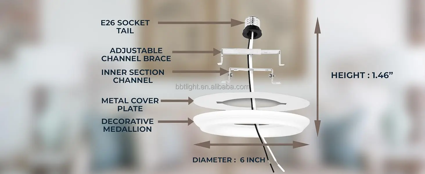 USBBT Recessed Lighting Converter Kit, 8-inch Diameter, White Plastic Ferrule