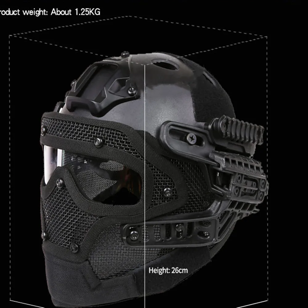 MUCHAN Fast PJ Style Helmet with Full Face for Combat Helmet One Solid Color Version