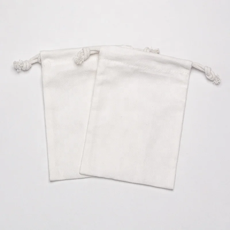 100% Custom Natural Muslin Cotton Clothes Shoe Dust Packaging Pouch Promotional Drawstring Cotton Bag
