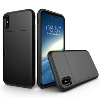 Slide Card Slot Case Hybrid 2 in 1 Dual Layer Shockproof Protector Cases Cover For S8 S9 S10 Plus For iphone 11 case X Xs Max Xr