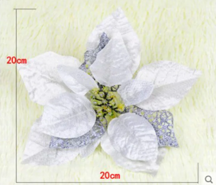 Wholesale Christmas Decor Tree Ornaments Artificial Red Velvet Poinsettia