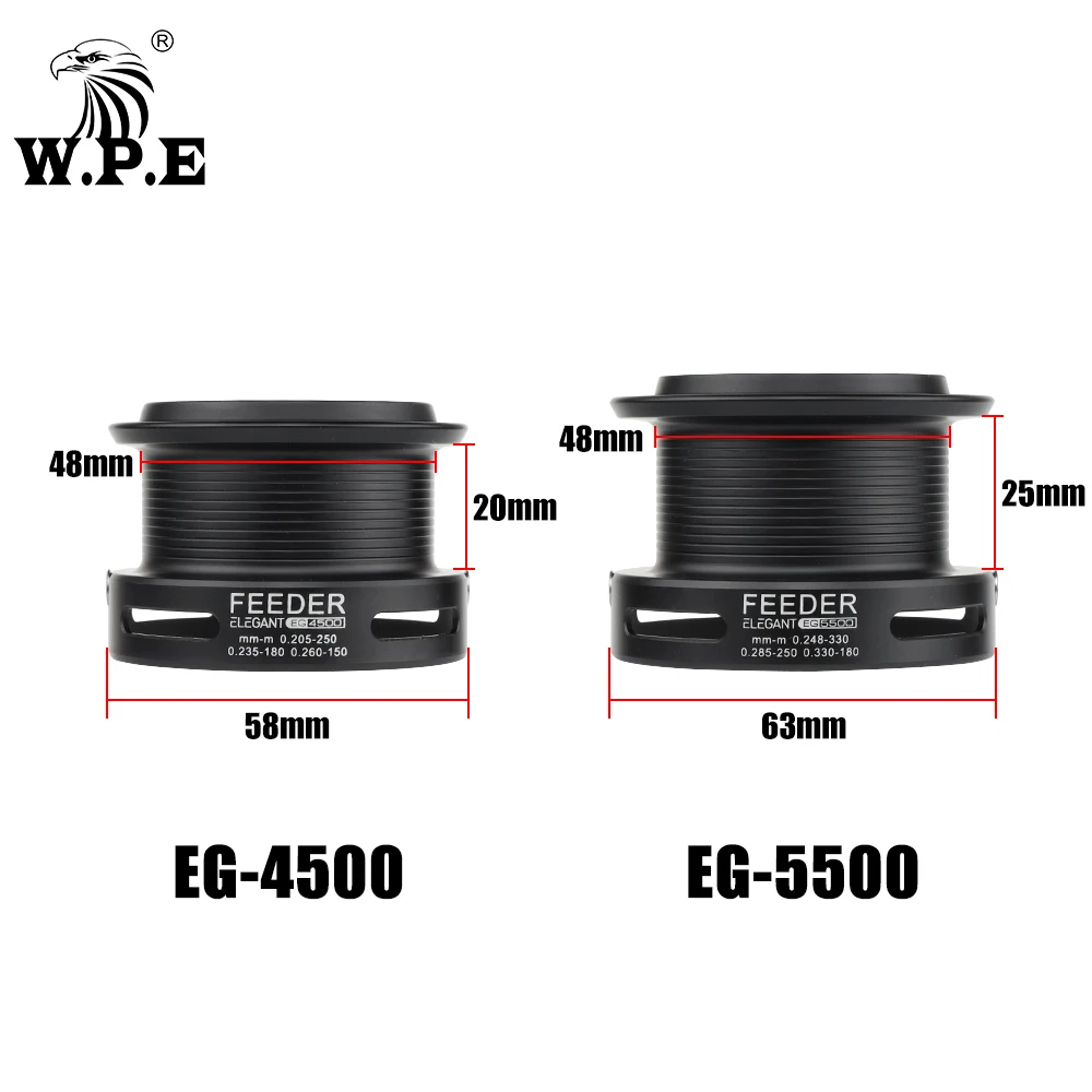 W.P.E New 7+1 BBs EG 4500/5500 4.6:1 High Speed Metal Feeder Spool Spinning Reel Carp Spining Fishing reels