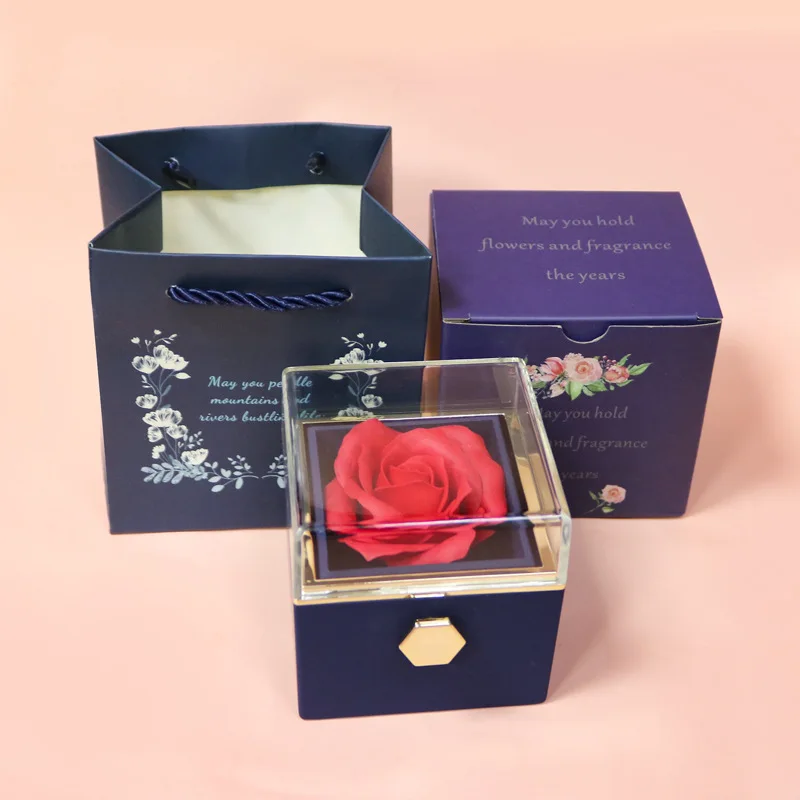 single forever rose ring gift box wedding favor boxes flower for jewelry ring