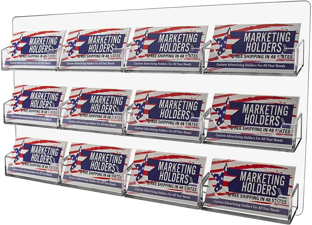 Business Card Holder Wall Mount Rack 12 Pocket Gift Card Organizer