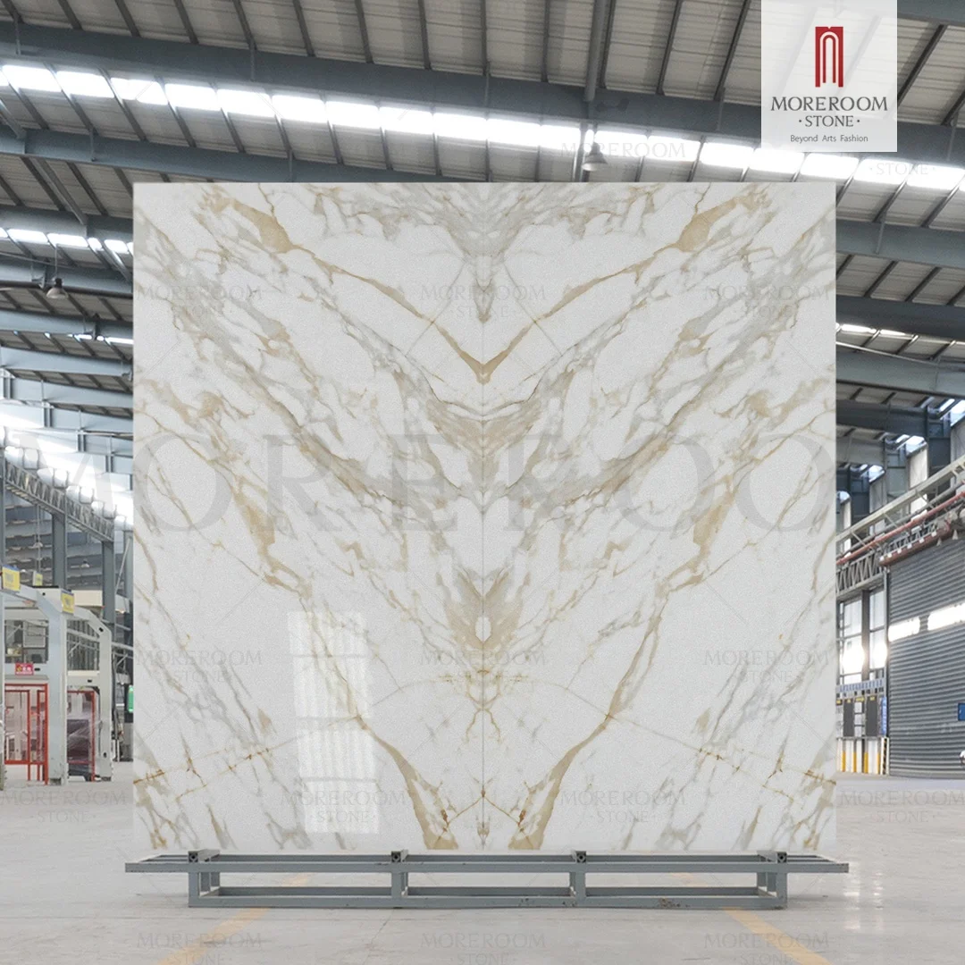 Luxury Full Body Royal Gold Sintered Stone Bookmatch For Tv Wall Background