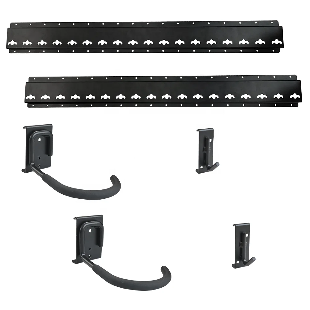 6PC pack vertical wall mounted bike rack garage storage wall organizer bicycle hanger assorted wall track hooks