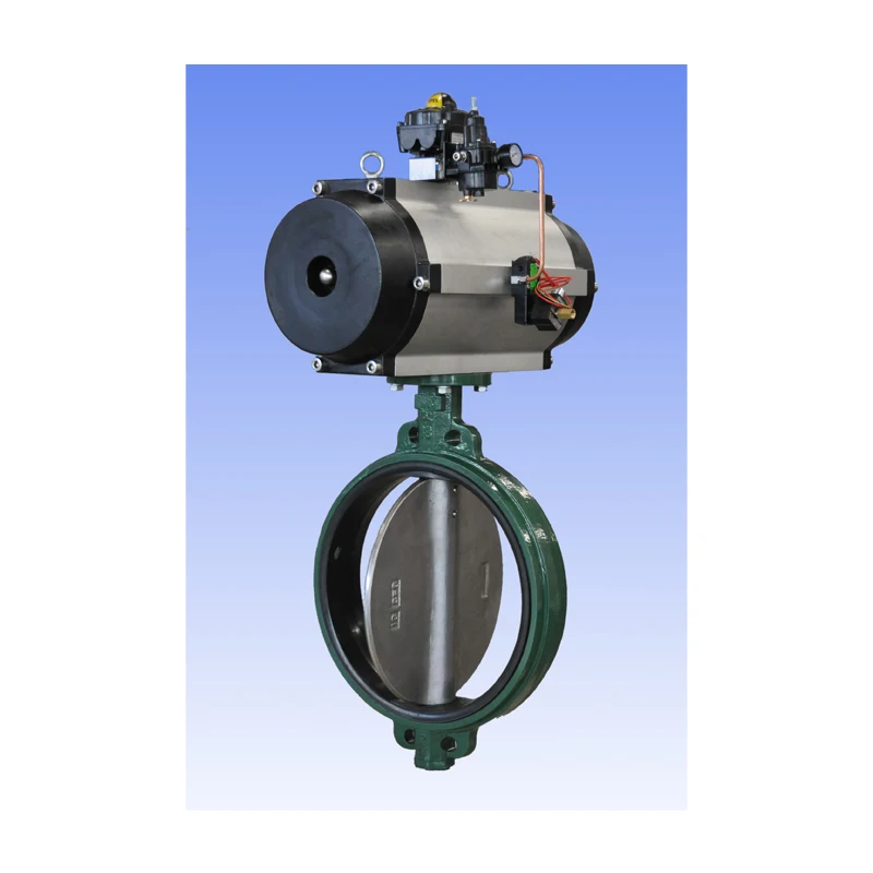 
Hot selling ductile iron Wafer butterfly valve with pneumatic actuator 
