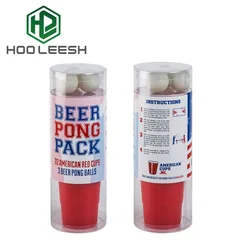 16OZ PVC Box Package Beer Pong Drinking Game with Beer Cup and Balls Set Disposable