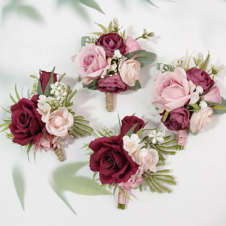 red pink purple flower Banquet Bride Corsages Hand Flowers gorgeous wedding accessories