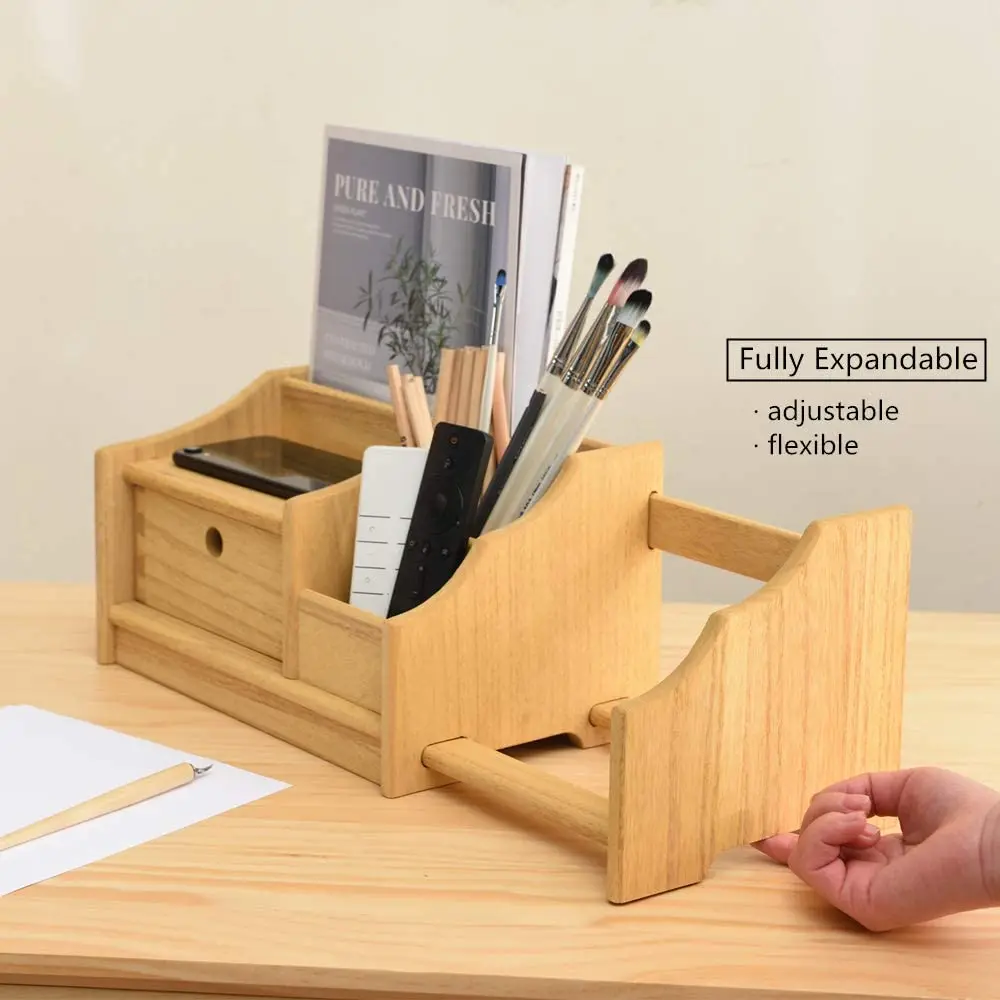 Adjustable Book Rack Desktop Organizer Book Shelves Wood Desktop Book Shelf With Drawers