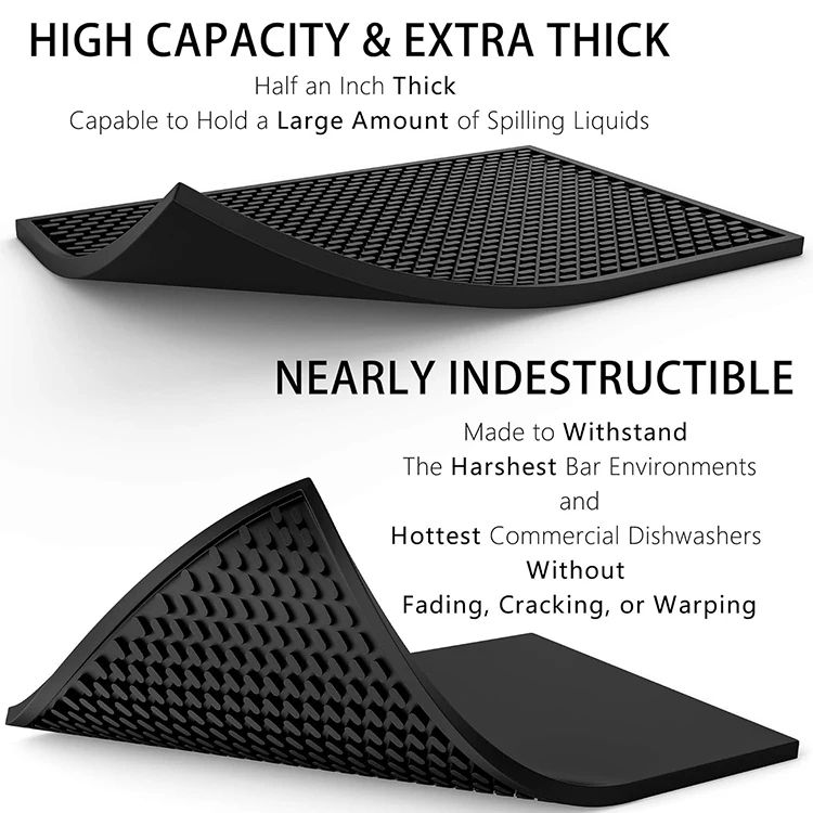 High Quality custom logo  bar mat silicone pvc black  jagermeister bar mat