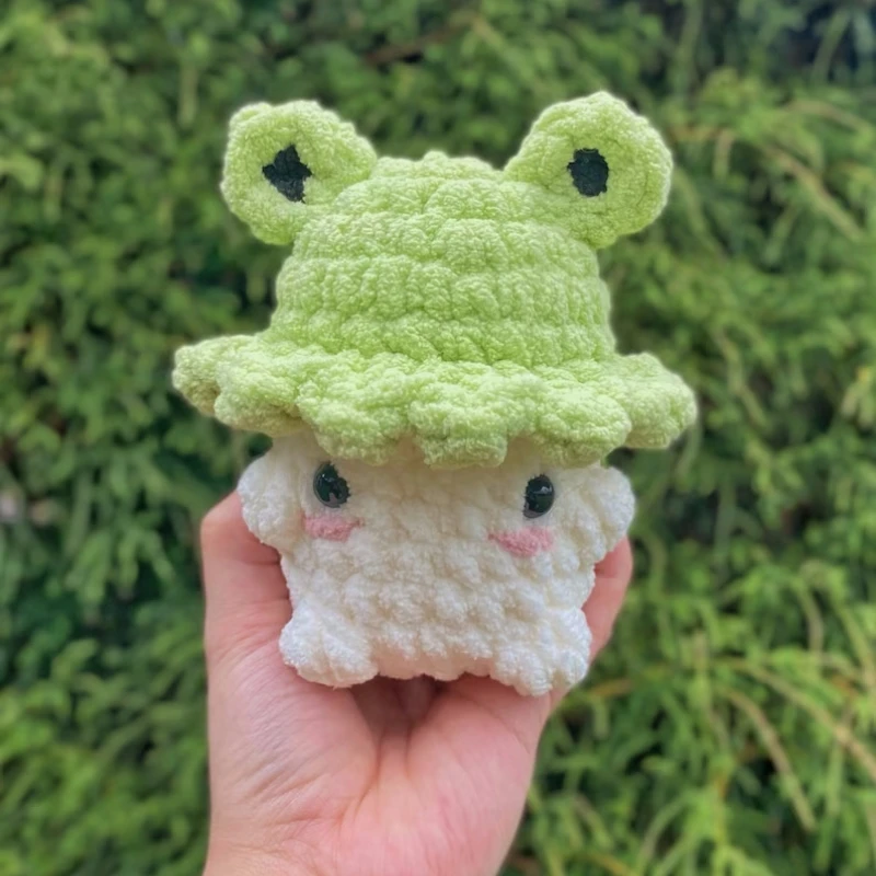 Handmade Kids Plush Toys Crochet Strawberry Mushroom Toy Crochet Chunky Chenille Yarn Mushroom With Strawberry Hat