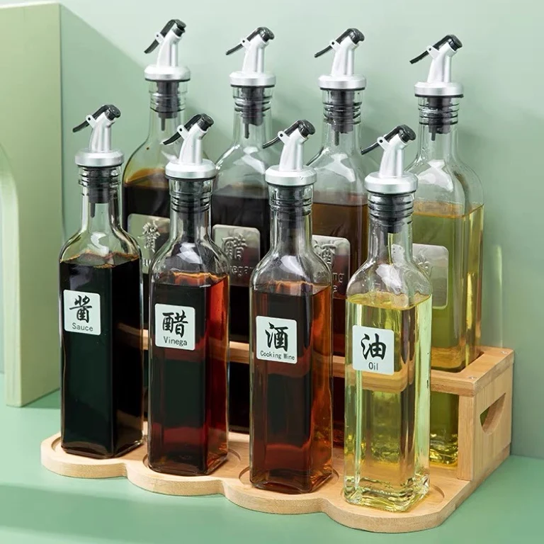 Oil Dispenser Kitchen Storage Bottles & Jars Good Sealing High Borosilicate Glass Multifunction Square Modern Kitchenware CN;HEB