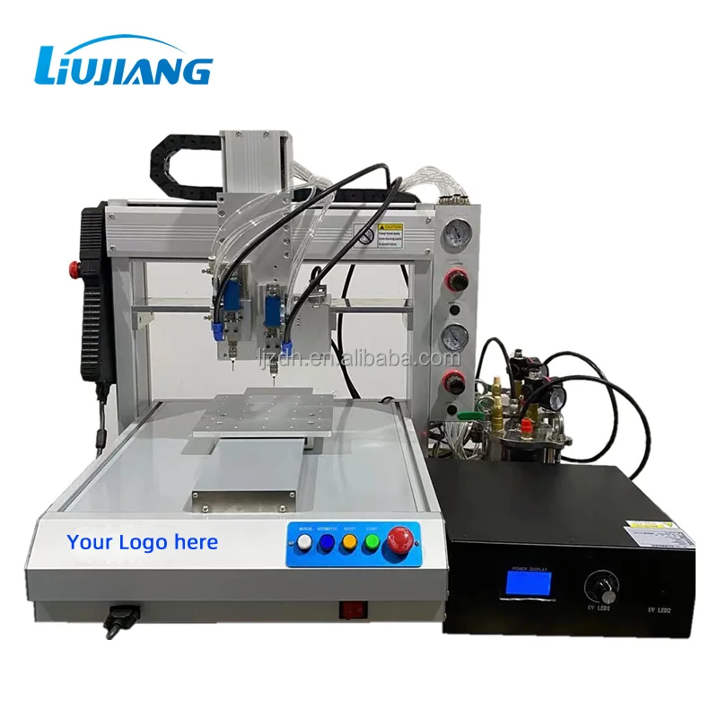 Liujiang desktop 3 axis dispensing machine UV glue dispensing robot with 2L tank support syringe barrel