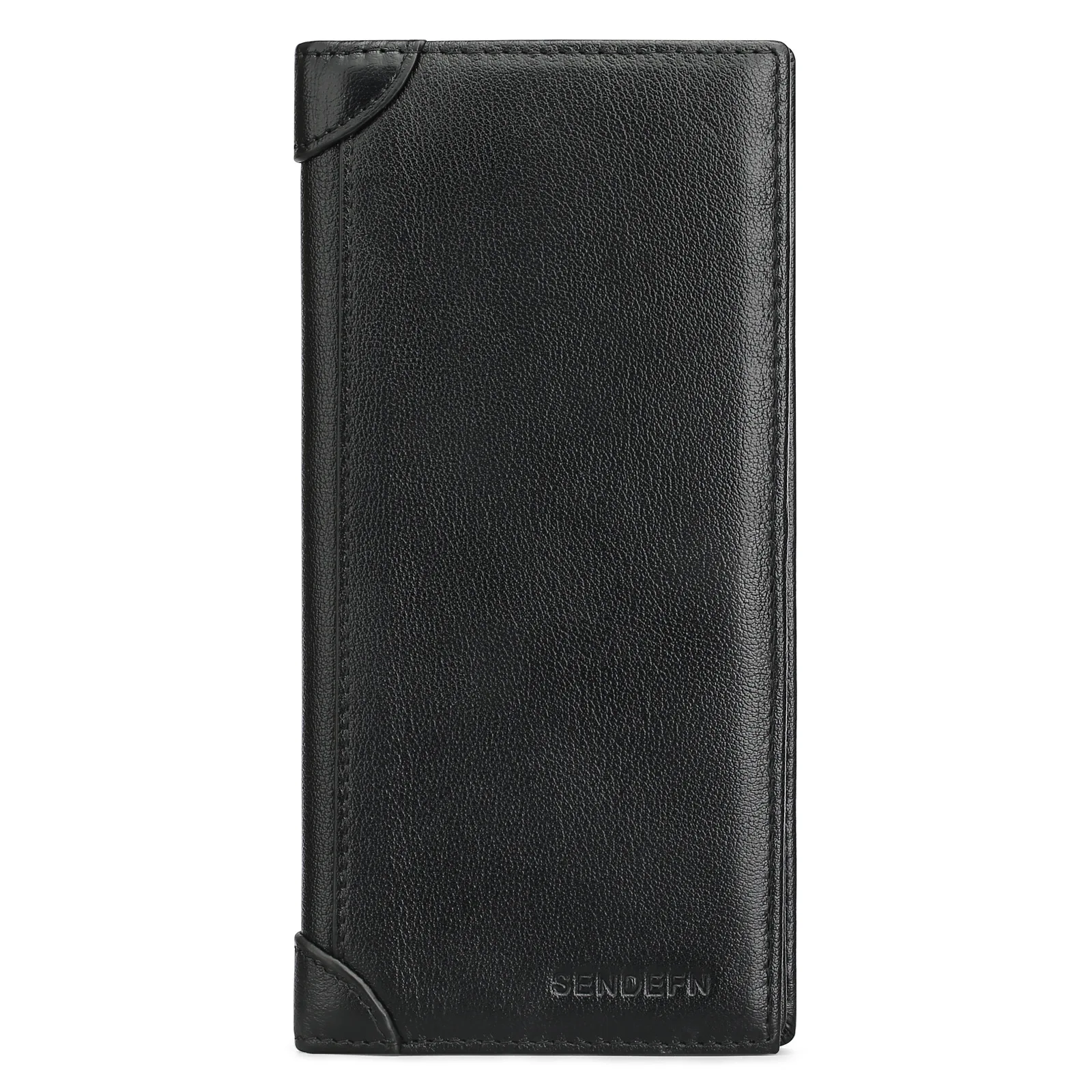 Custom Debossed Logo Black Napa Leather Luxury Clutch Purse Men Long Wallet wth RFID Blocking