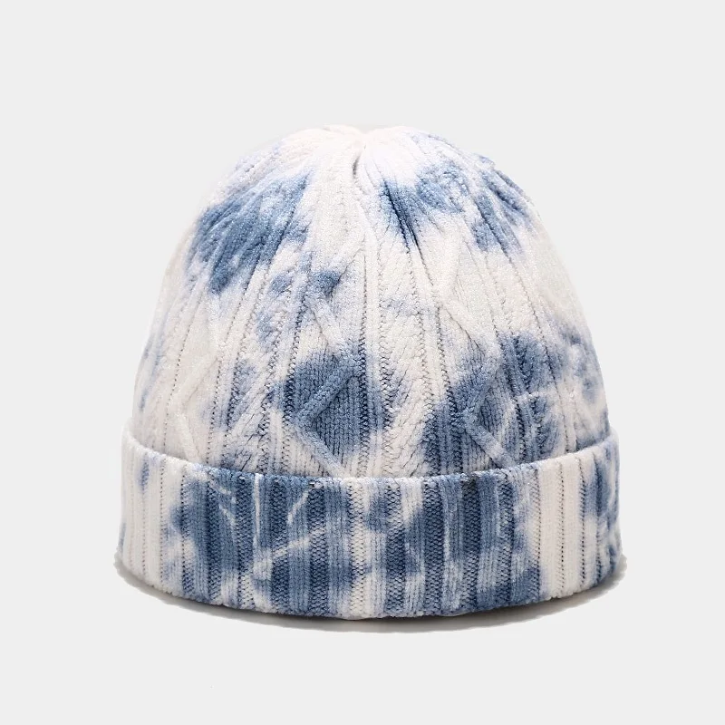 wholesale warm winter hats Ski beanie embroidery tie dye knitted beanie with custom logo