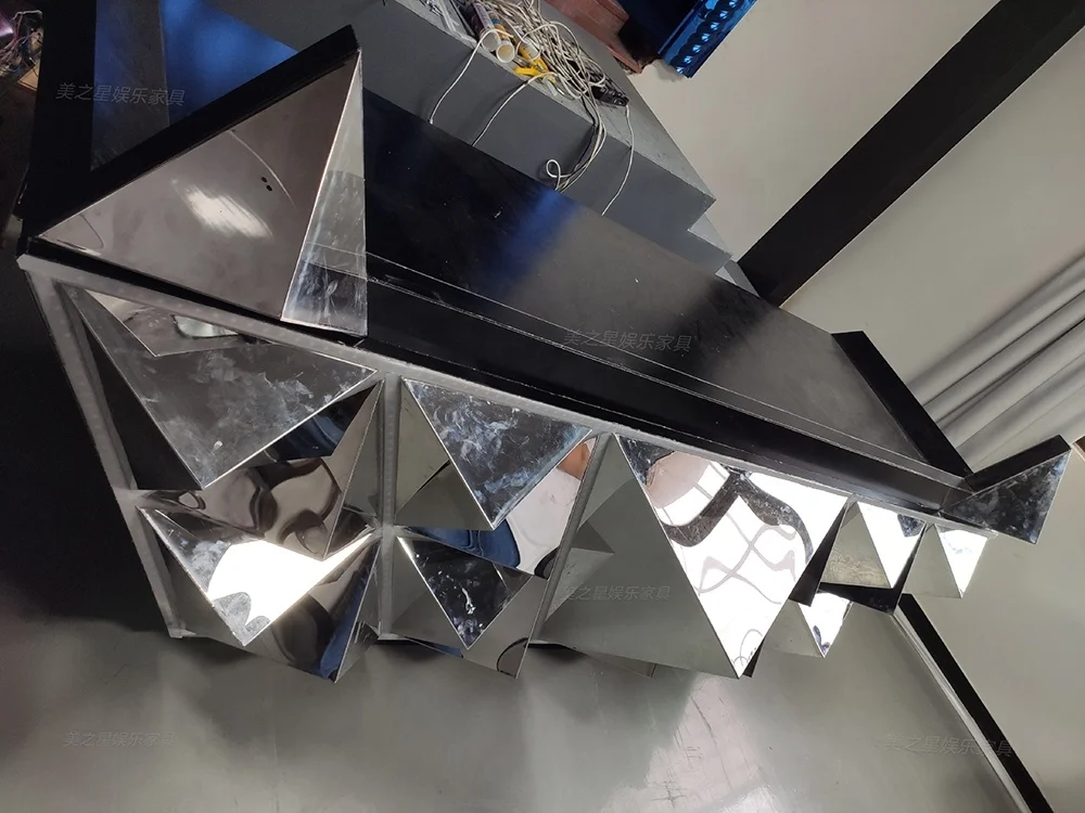 
products wood counter with stainless steel special design LED DJ table LED Modern lighted up 16color remote control 