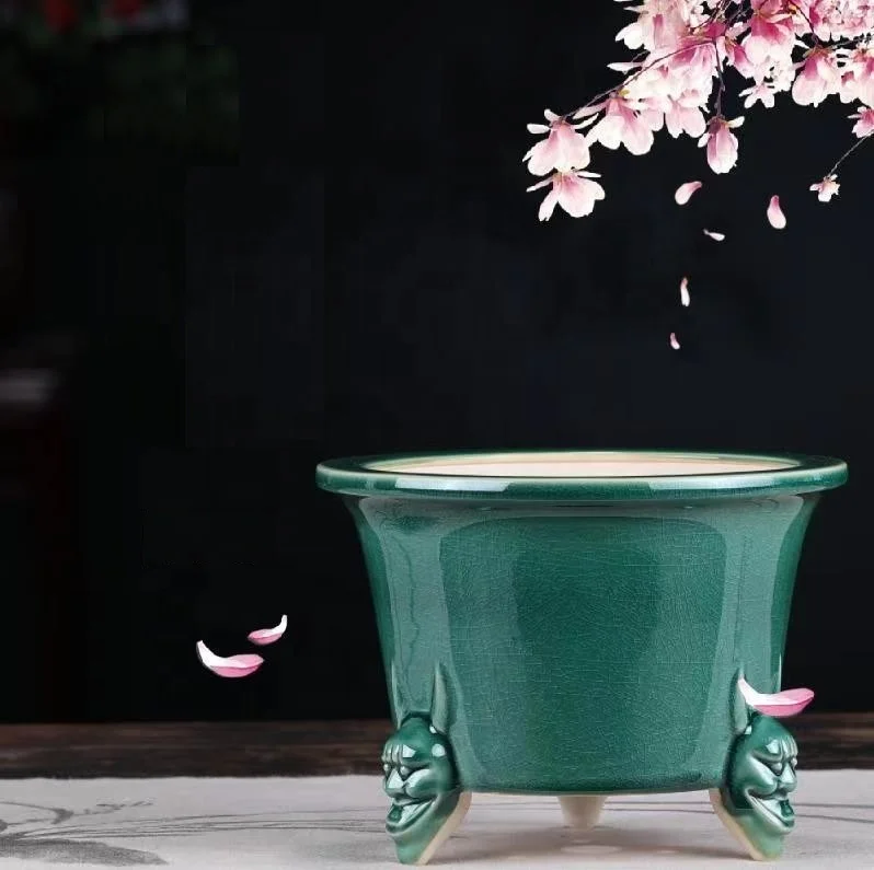 Luxury clay pots high quality bonsai pot ceramic pots glazed material planters for indoor bonsai plant