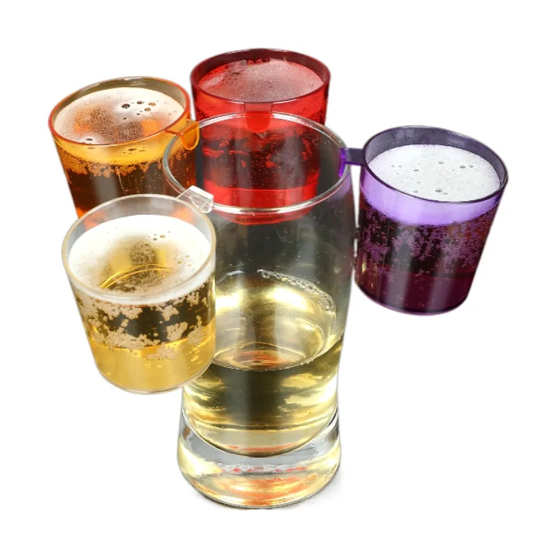 BSCI Audited Factory 2 OZ Customized Plastic Hook Shot Glasses High Quality Plastic Hanging Shot Glass