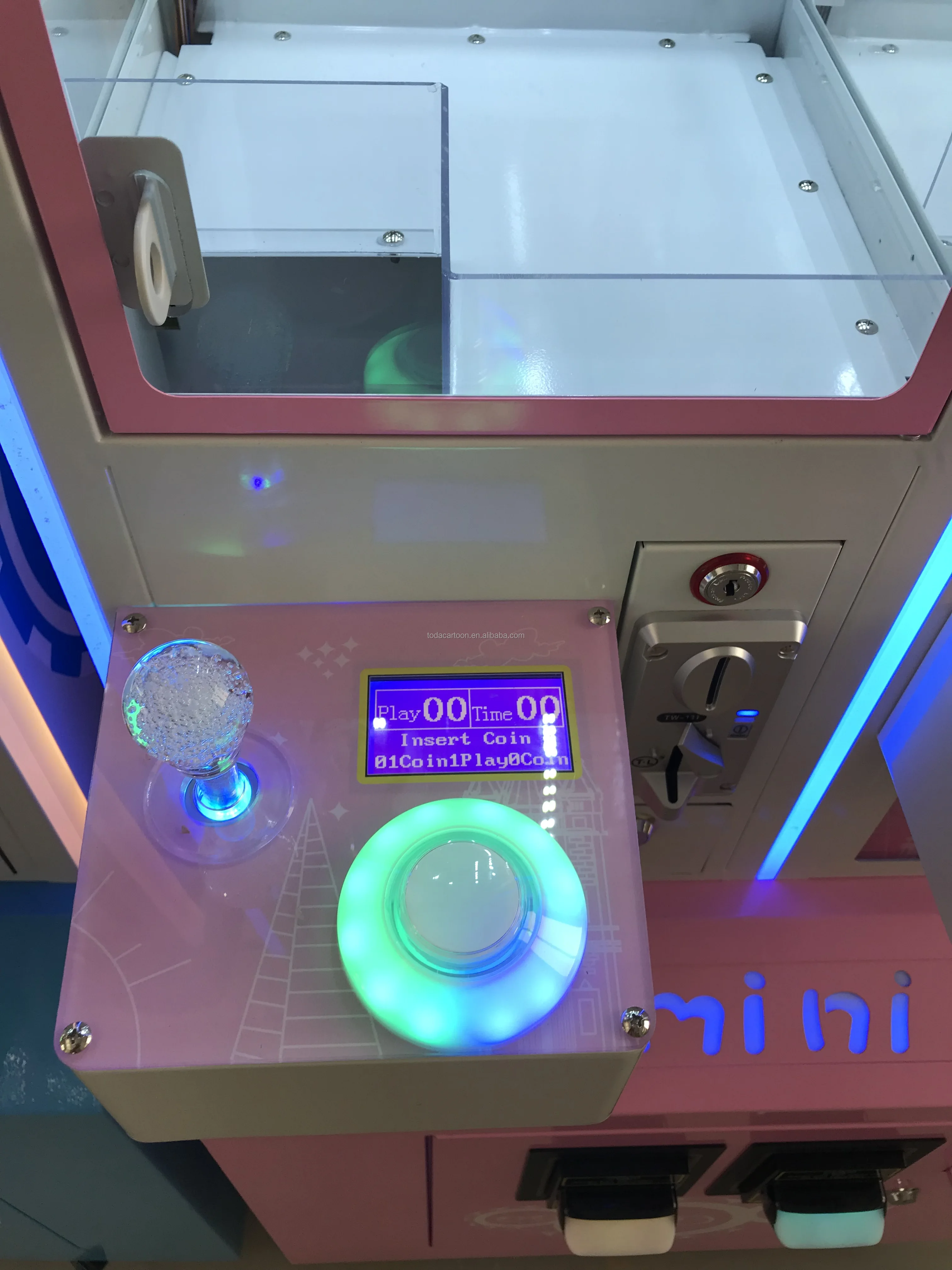 Toda coin operated arcade toy crane machine mini bill acceptor mini super crane claw machine mini crane machine
