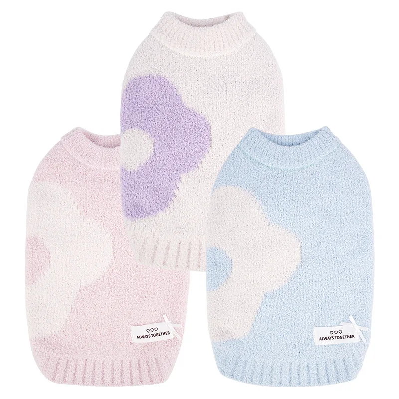 Floral Dog Sweater Thermal Puppy Sweatshirt Dog Winter Clothes for Small Dogs Girl Doggy Pullover Jumper Pet Outfit