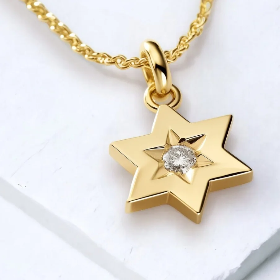 Best Seller Minimalist Jewish Star of David Necklaces Diamond Pendant Jewelry Stainless Steel Magen Pvd Plated Necklace
