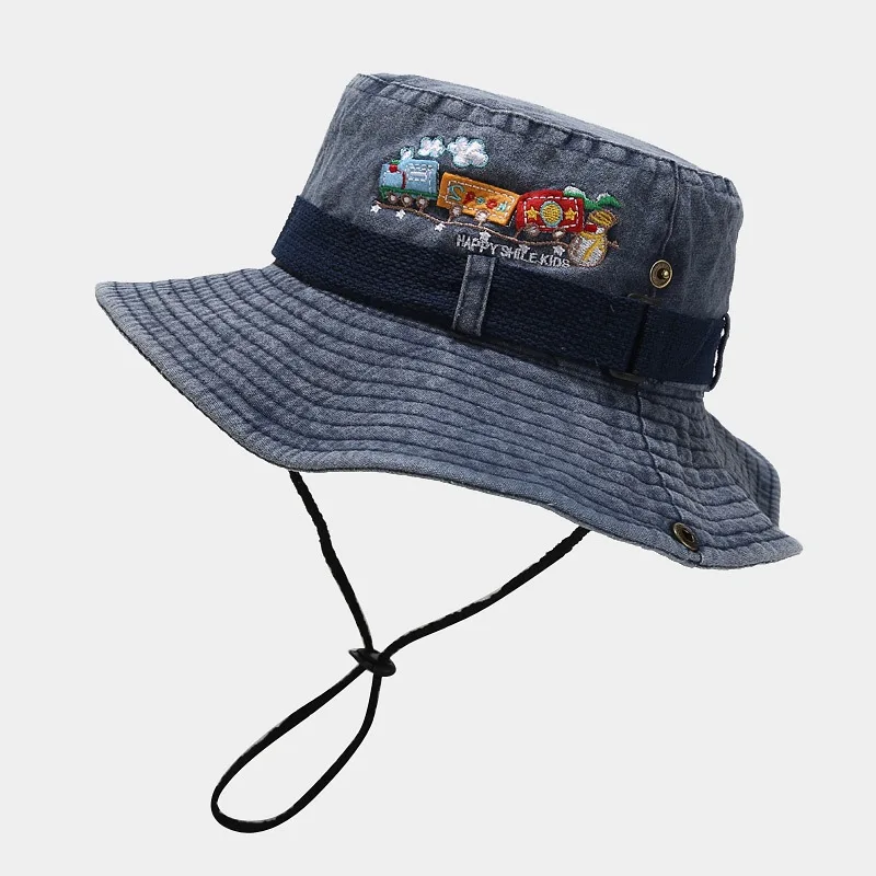 gorras wholesale  foldable jean distressed washed cotton denim bob fishing hats custom embroidery logo bucket hat with string