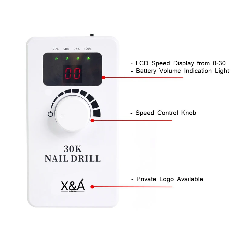 X&A Brand Electric Nail Drill Set Professional Rechargeable 30000RPM Portable Pen Shape Nail File Manicure