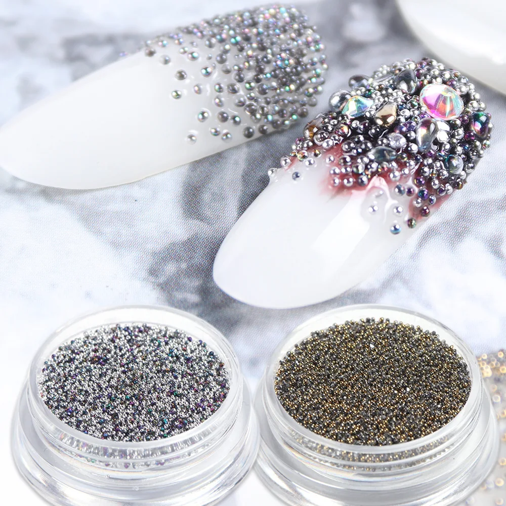 Hot sale 3D Nail Rhinestone Mixed Box Shiny Glass AB Crystal Mini Small Beads Nail Art Decorations DIY Stone Caviar