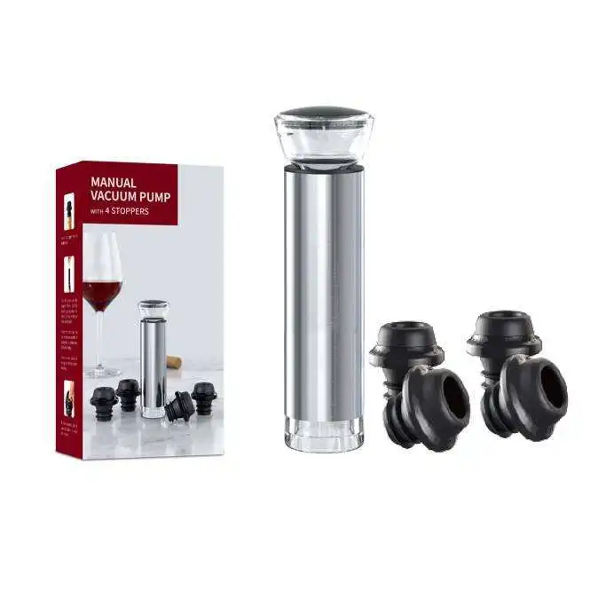 classic Modern Design stainless steel vacuum pump with 4 vacuum wine stopper mini pump vacuum