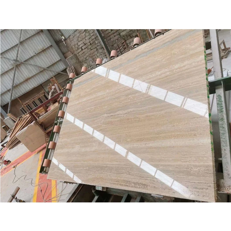 Полированный светло-серебристый серый травертин натуральный камень