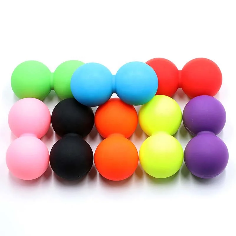 Fitness  Wholesale Yoga Logo Custom Full-Body Solid Silicone Muscle Deep Tissue Lacrosse Double Peanut Hand Massage Ball