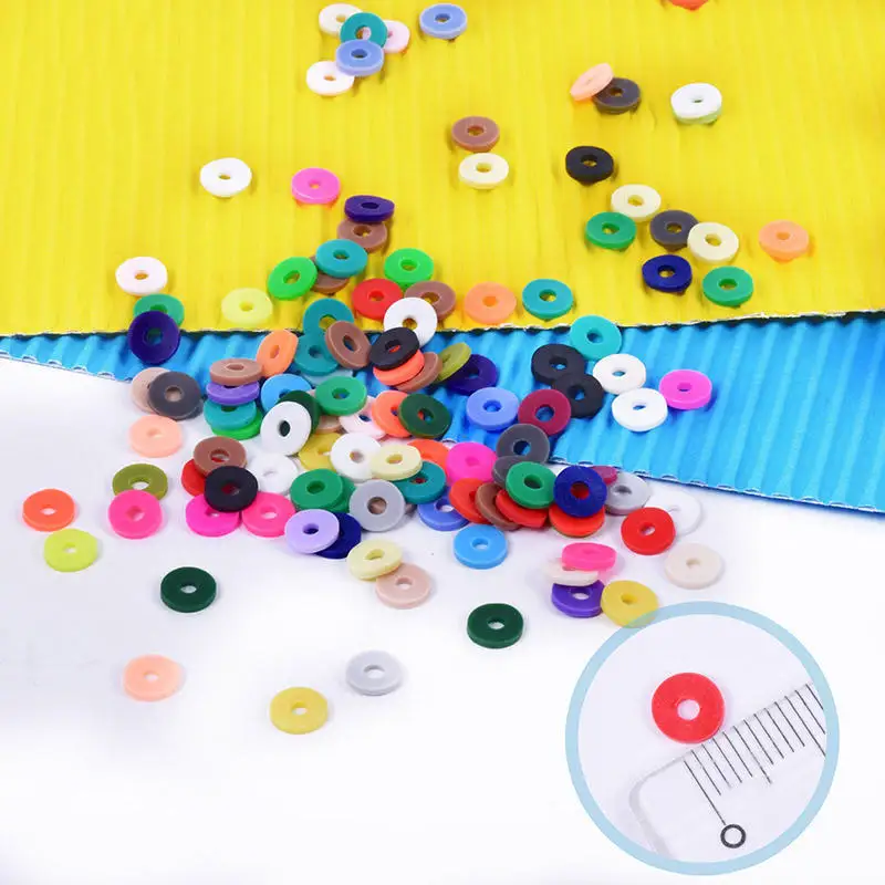 Children Educational Creative Diy Clay Bead Craft Kit Flat Round Shape Colorful Design Polymer Clay Beads for Bracelet Making