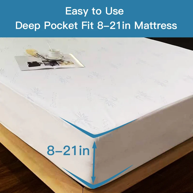 Bamboo Waterproof Mattress Protector-Machine Washable-Antibacterial, anti-mite, hypoallergenic for adult and Baby