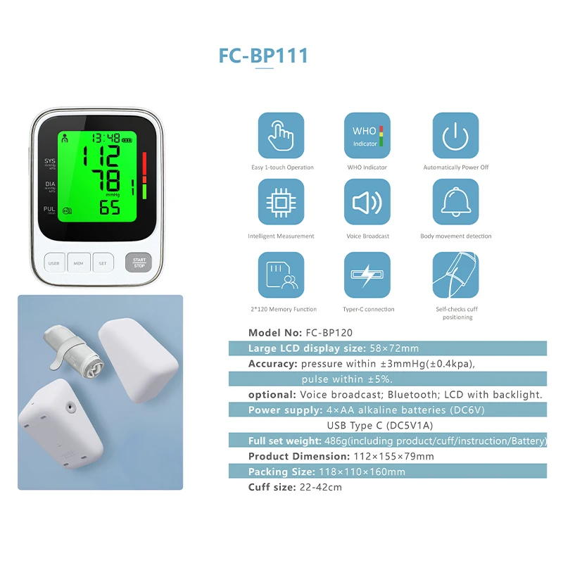 Guangdong Manufacturer Supply Medical  Device Blood Pressure Monitor  For Home Use