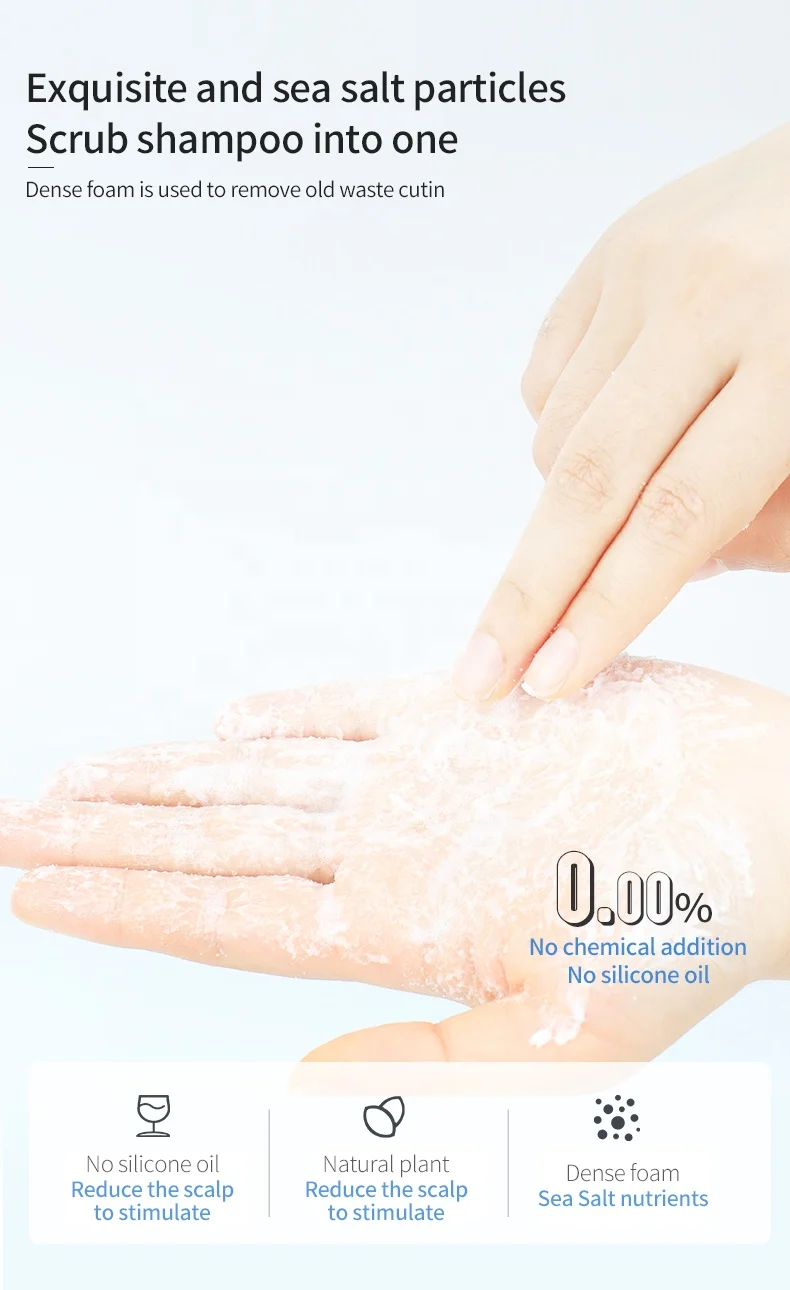 Natural Mineral Sea Salt Silicone Free Natural Hemp Hair Wash Massager Scalp Cleansing Shampoo for Oily Hair