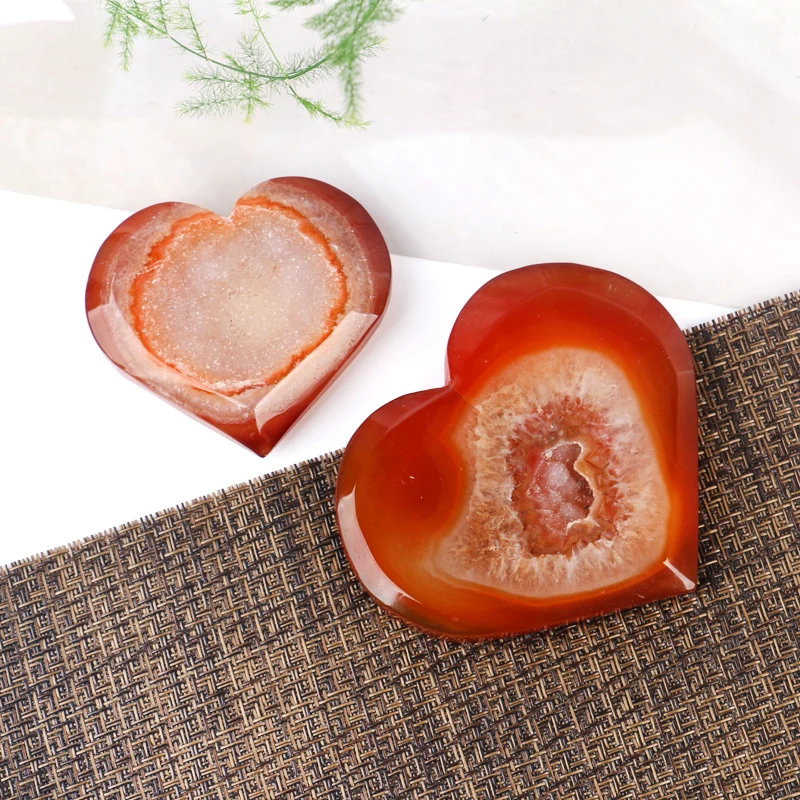 New arrival gemstone craft carnelian heart red agate druzy heart for self collection