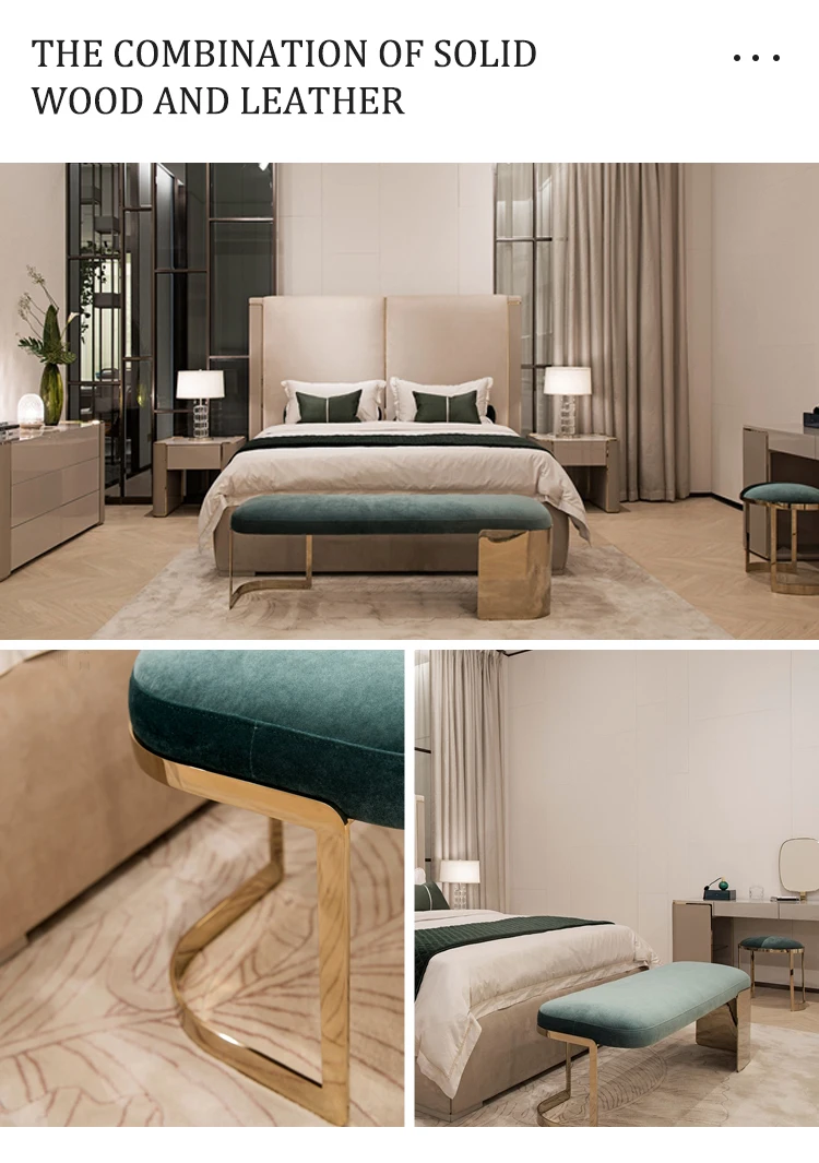 Italian Style Bedroom Furniture Bed End Stool Bedroom Solid Wood Frame Leather Luxury The End Of The Bed Stool