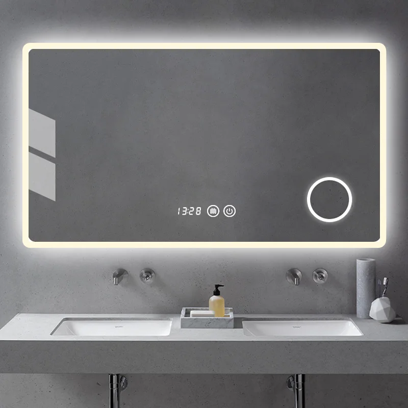 Hot selling bathroom mirror salon lighted touch sensor switch rectangle  led mirror 3x magnifying makeup mirror for bathroom