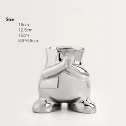 Ceramic vase custom fun ins cream wind vase ornament living room dining table TV cabinet decorative cartoon florist