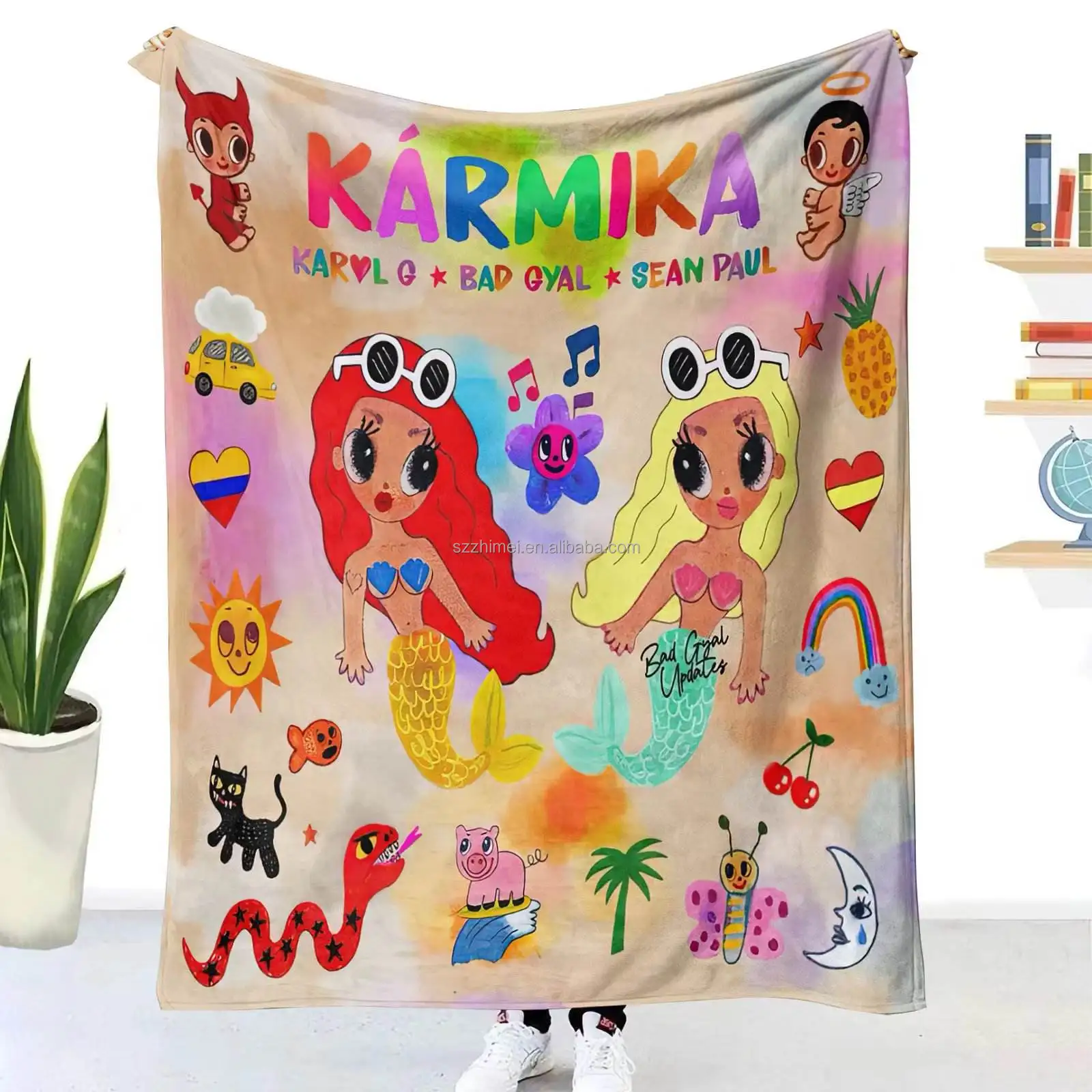 custom Hot singer Karol G Manana Sera Bonito print Fleece Throw Blanket