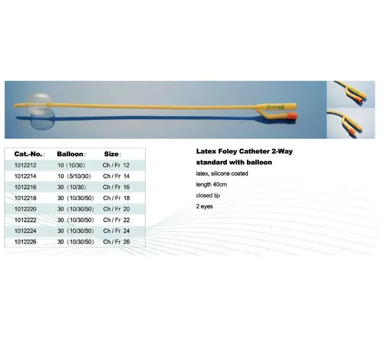 
 Латексный мочевой катетер 2-полосная стандарт с воздушным шаром  