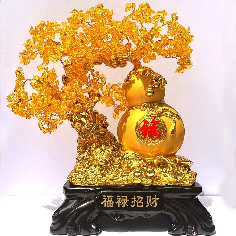 Feng Shui Healing Gemstone Natural citrine Crystal Money Lucky Fortune Tree for Home centerpiece Decoration Gift