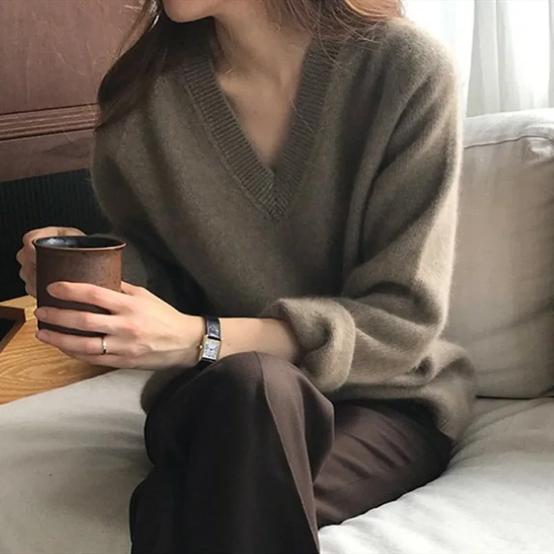 
2021 Women Oversized High Quality Autumn Pullovers Warm Long Sleeve Knitwear Sweaters For Women 
