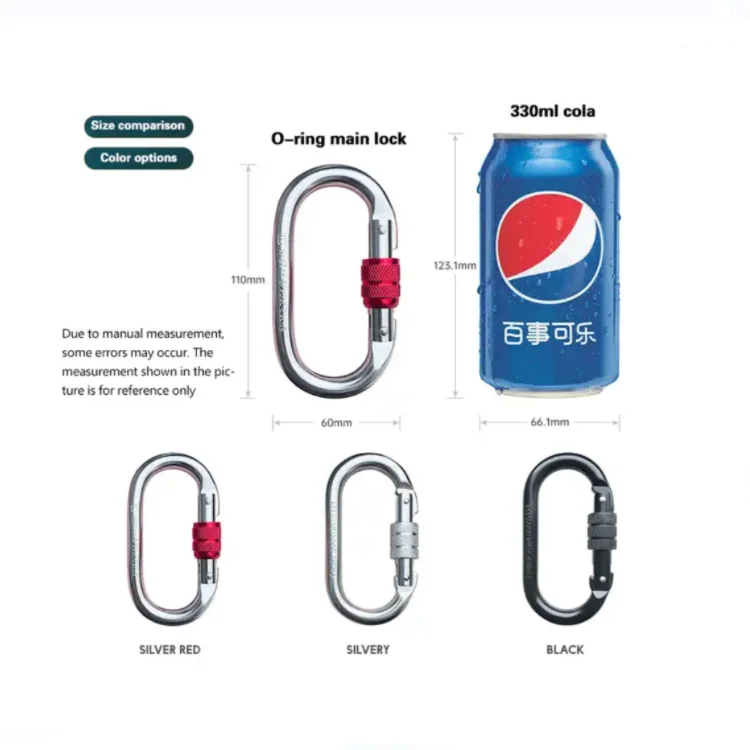 ZY New Year sales 7 Heavy Duty Hammock Locking Ring Clips Hook Safety Screw Gate Aluminum D Shaped Carabiner