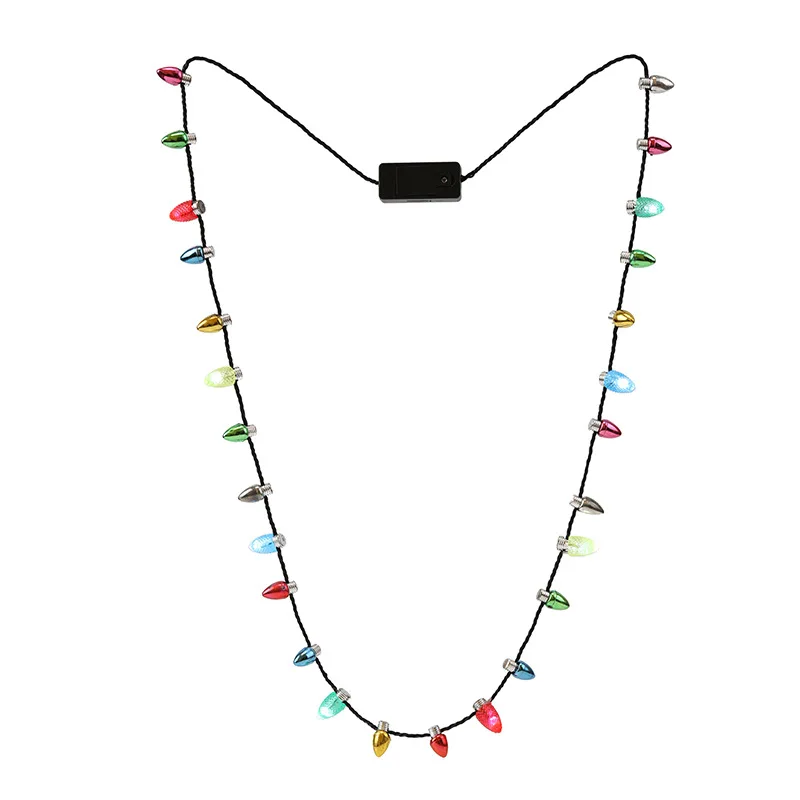 2022 Kids Christmas Party Favors Necklace Led Light Led Light up Christmas Bulb Necklace Party Christmas Light Necklace