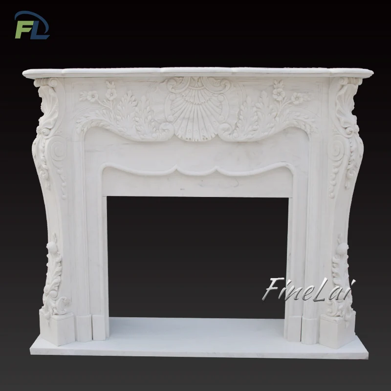 Finelai contemporary chinese carved marble mantle chimney fireplace